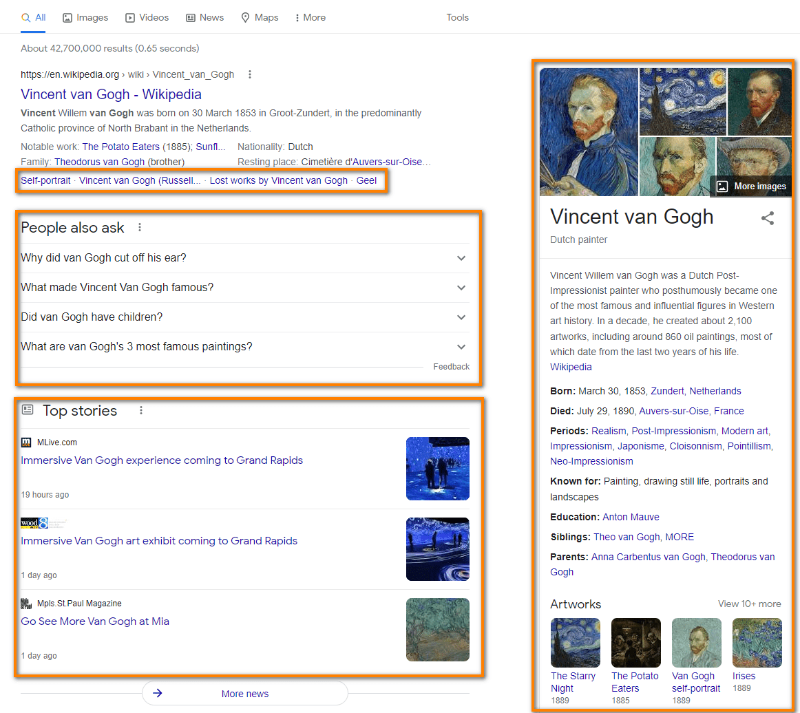 SERP features in action