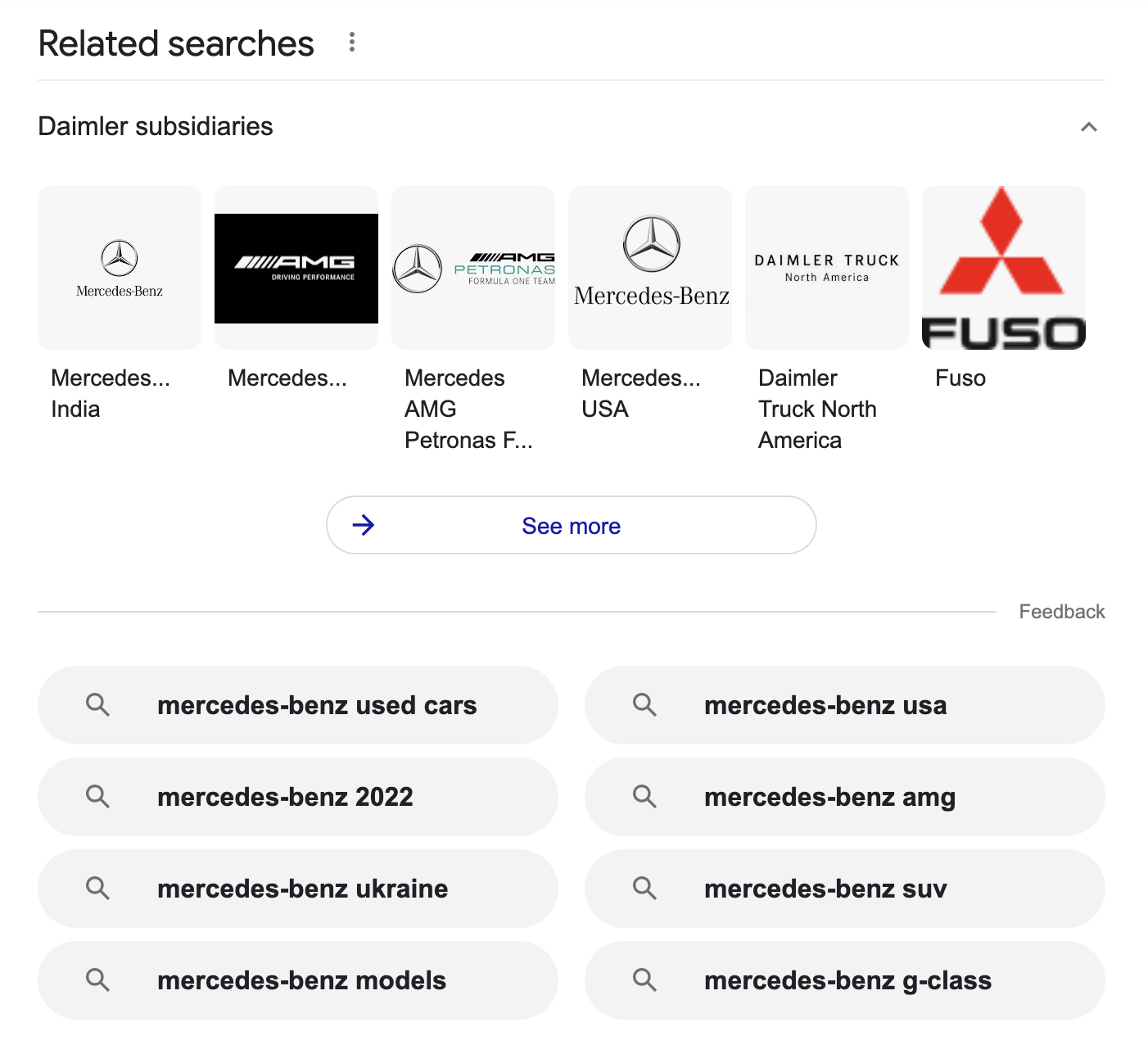 advanced related searches block on Google