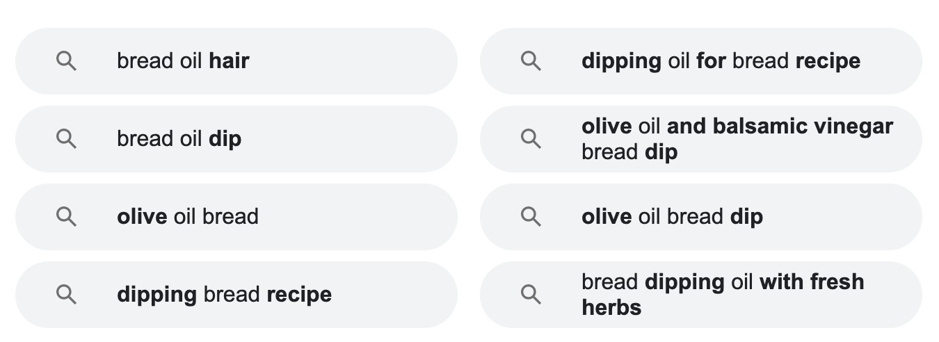 Bread oil keyword ideas