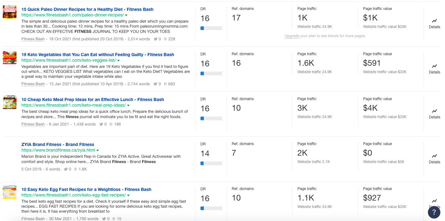 Content Explorer results