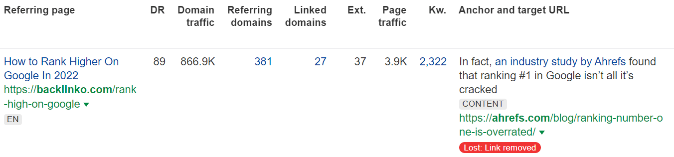 Example of link removed