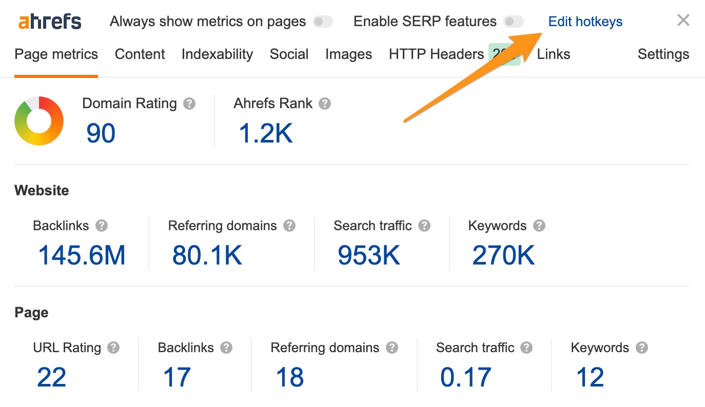 Select "Edit hotkeys" to edit default shortcuts