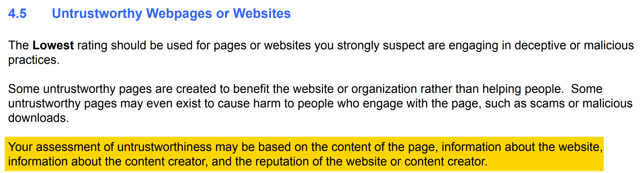 Google EEAT - weeding out untrustworthy pages