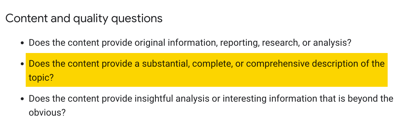 Google's helpful content guidelines
