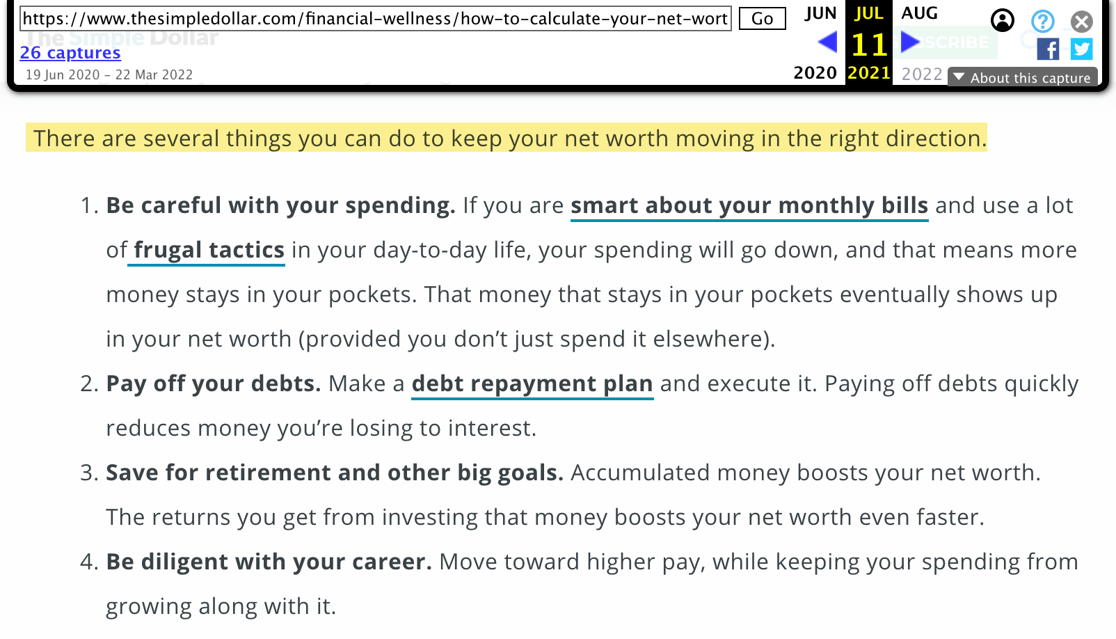 Checking how a dead page used to look in the Wayback Machine