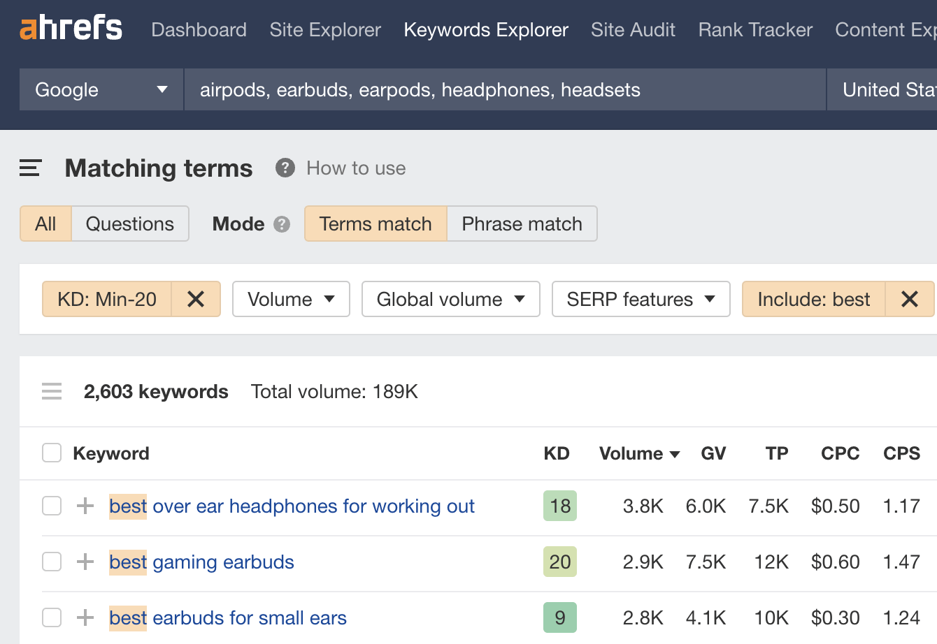 General comparison keywords for the headphones niche.