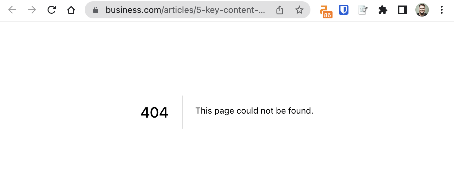 Example of a broken page
