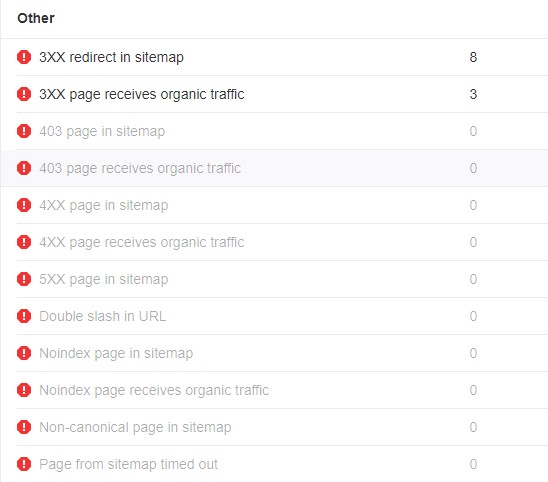 Sitemap issues in Ahrefs' Site Audit