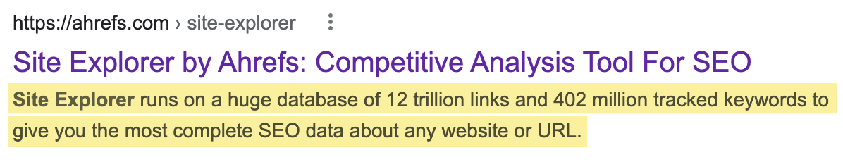 Title tag in Google search