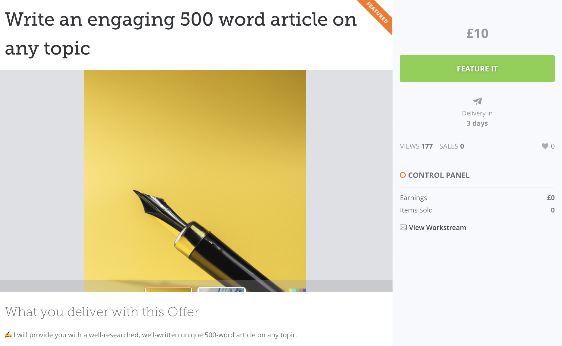 Make money with SEO content writing as a service, via People Per Hour