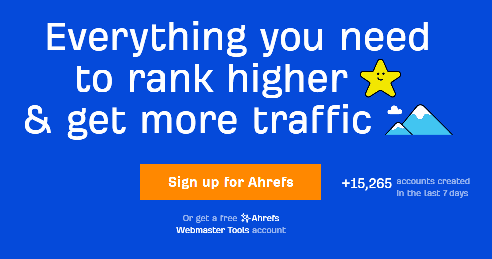 Ahrefs homepage used as an example of a lucrative online business idea