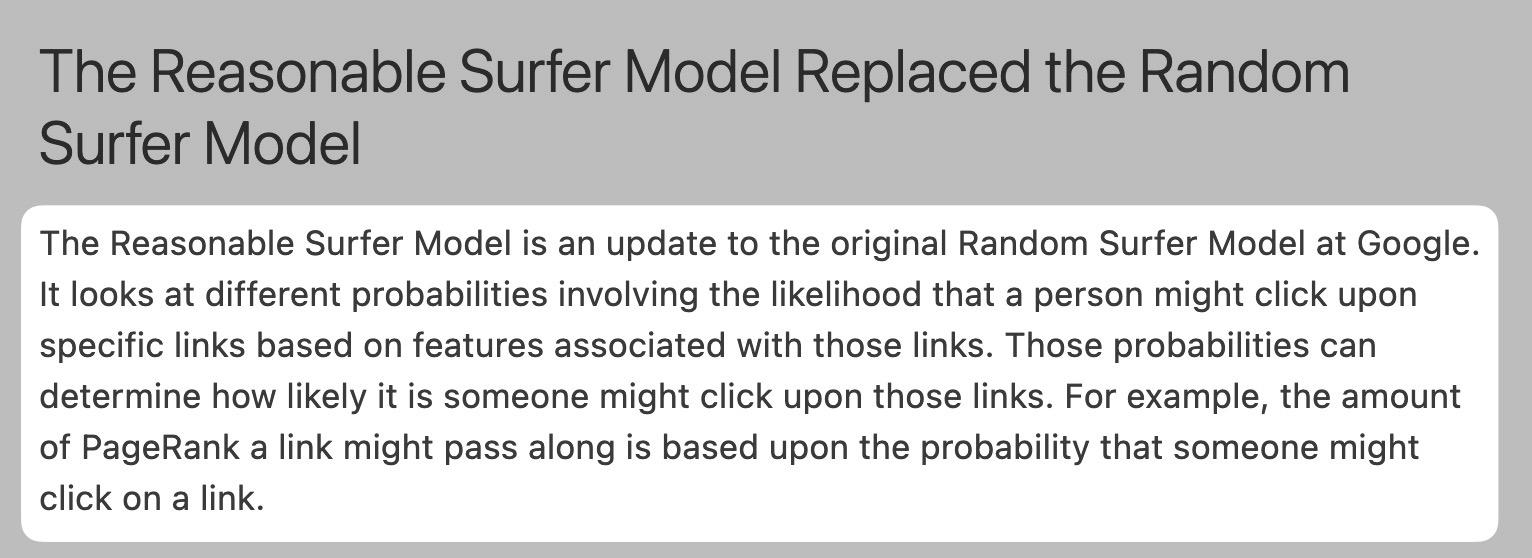 Explanation of the Reasonable Surfer Model