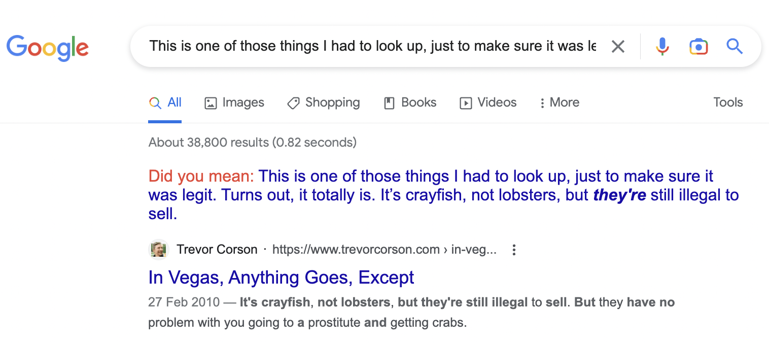 Scraped content check, via Google.com
