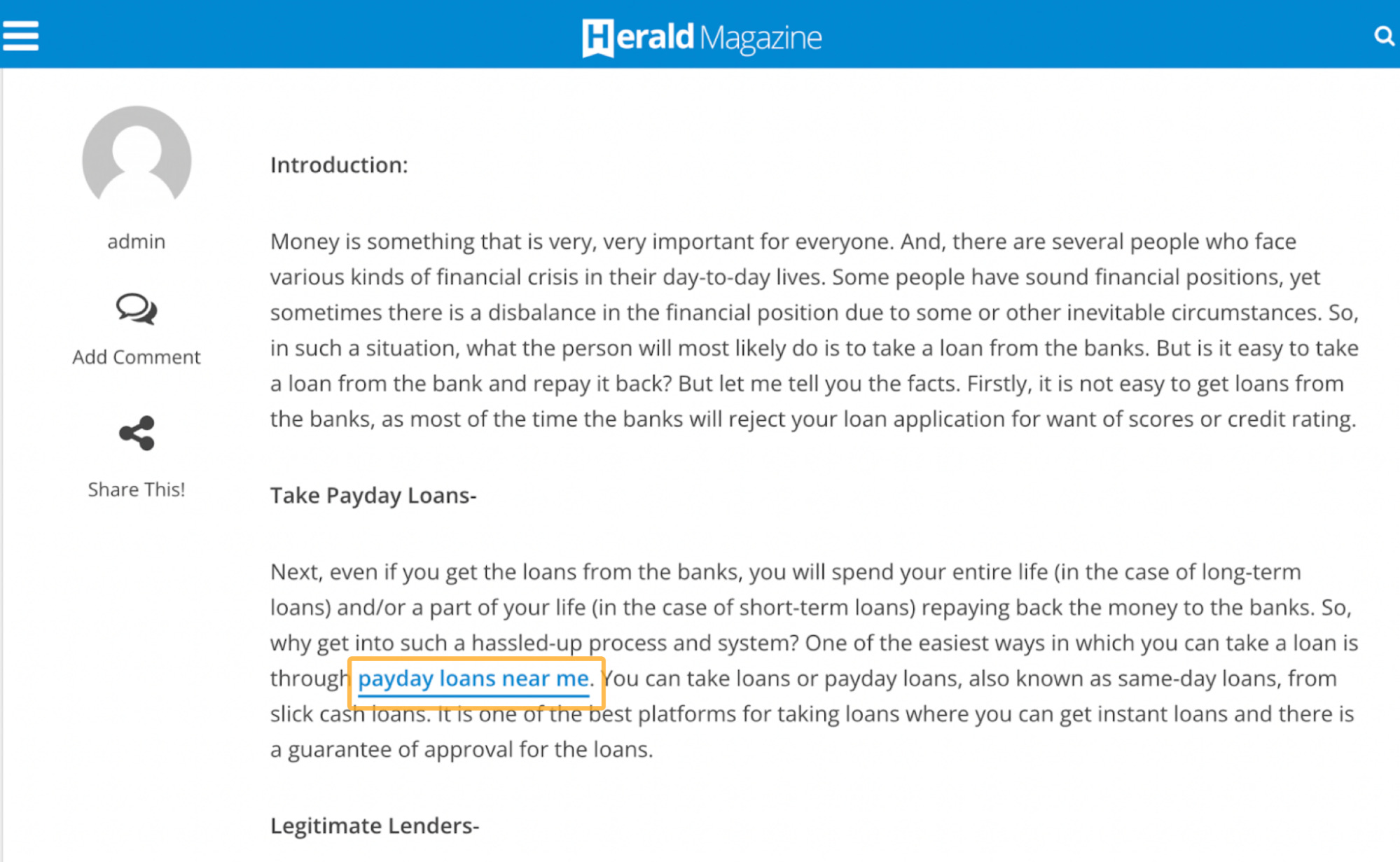 Potential paid link example
