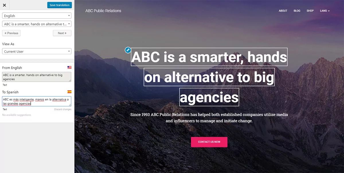 TranslatePress language translation plugin