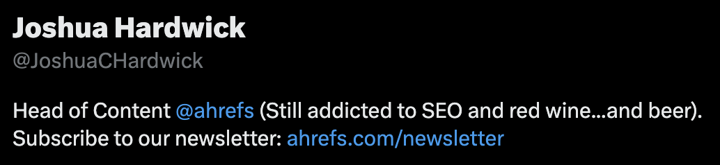 How links look in a Twitter bio