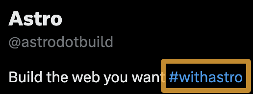 Astro links to a branded hashtag in its bio