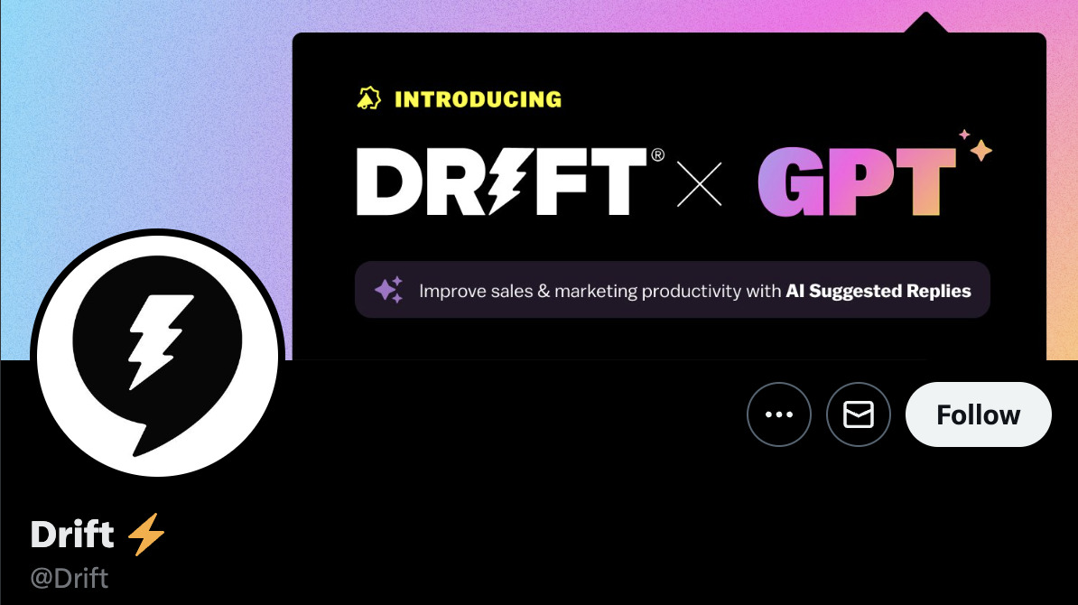 Product announcement banner from Drift