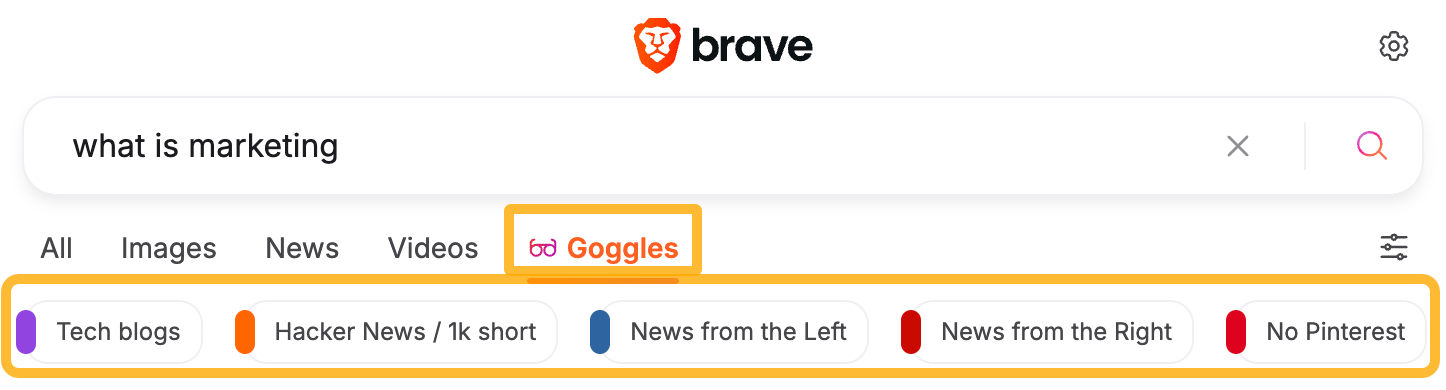 Brave's Goggles features