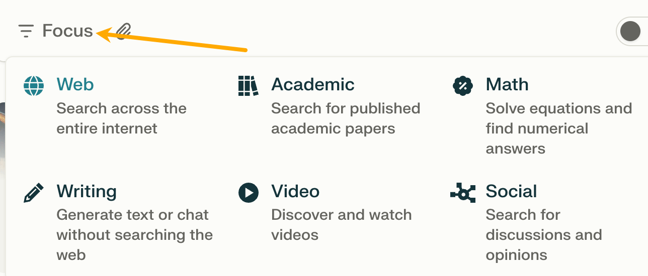 Perplexity's Focus feature