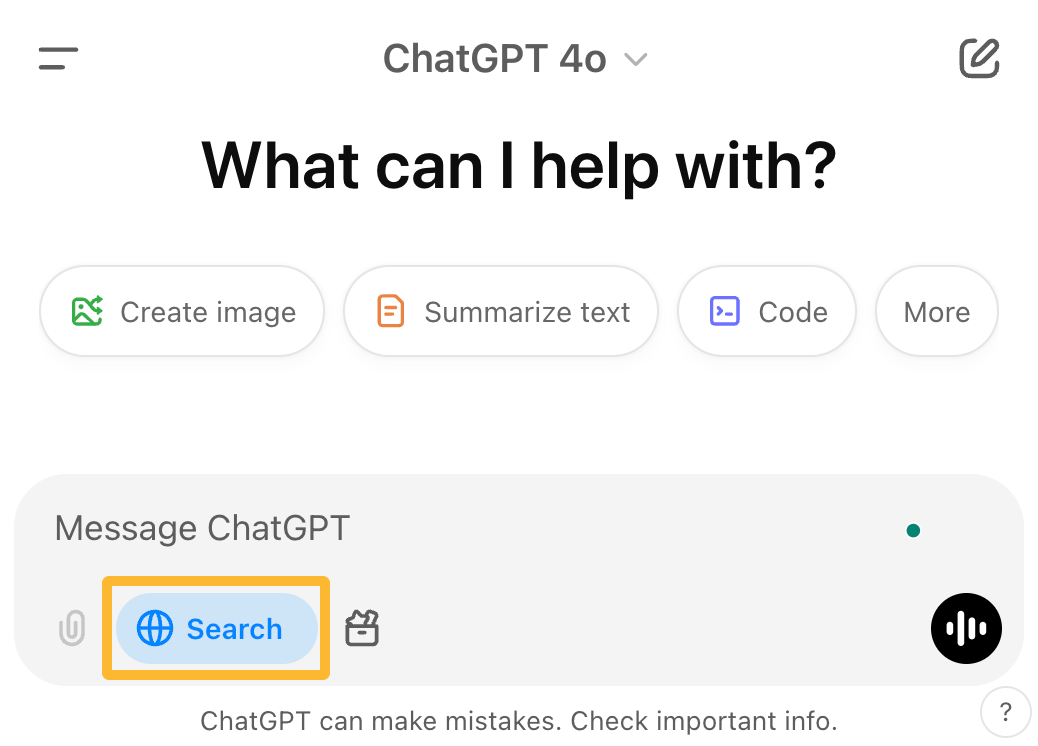 ChatGPT web search