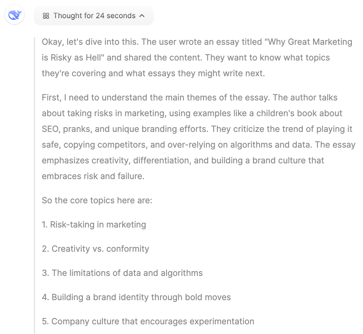 DeepSeek R1 chain of thought