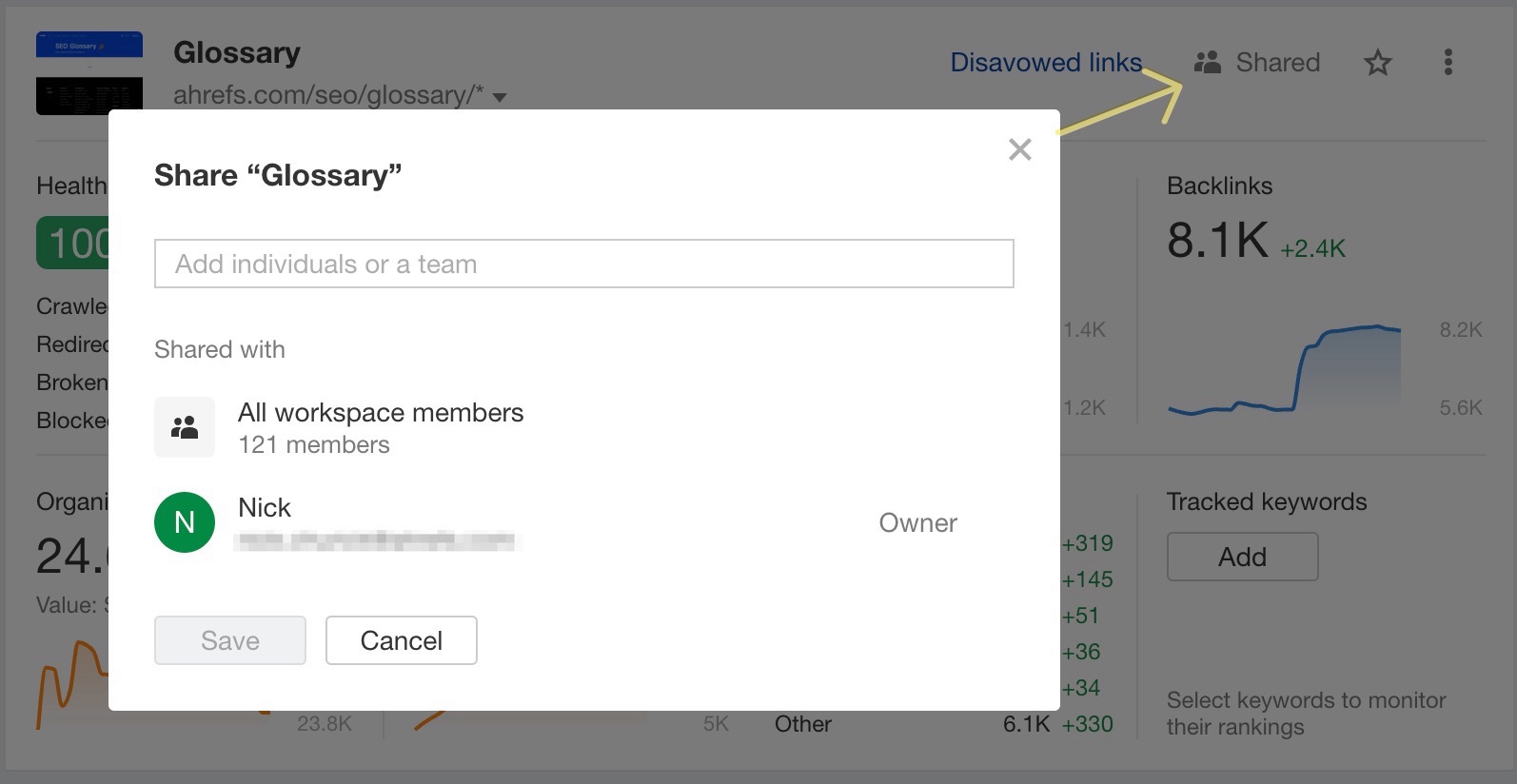 Enterprise plan users can share keyword lists