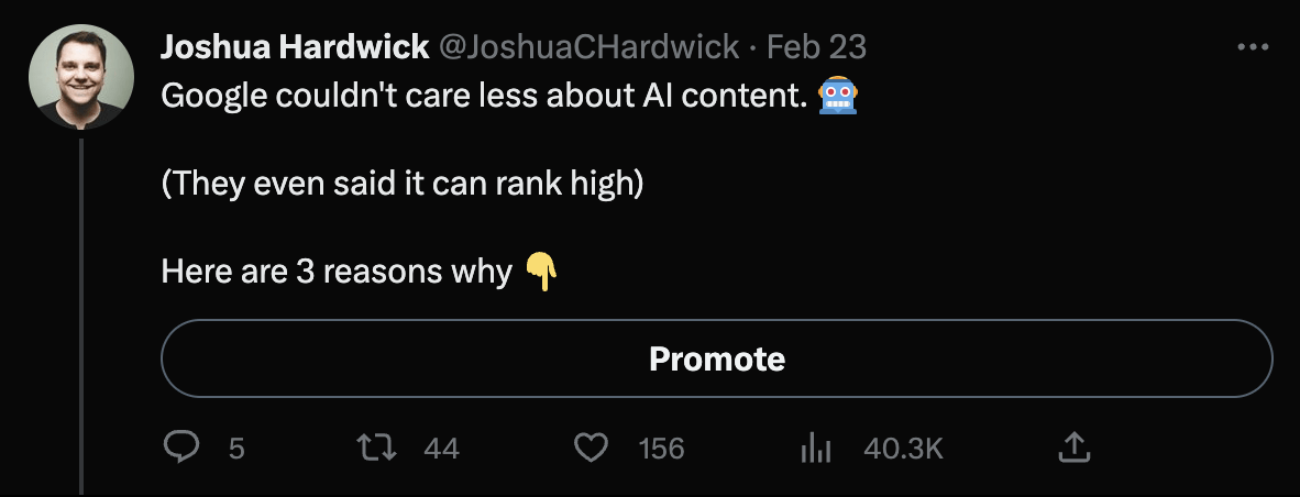 Use the promote button on Twitter to promote "pushed" content