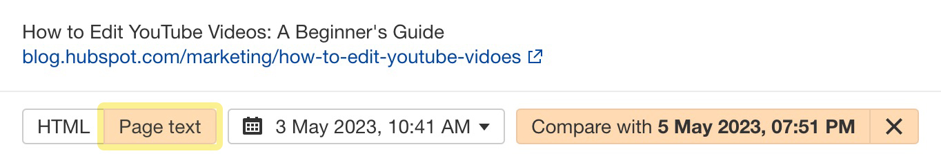 Page text tab in Inspect panels