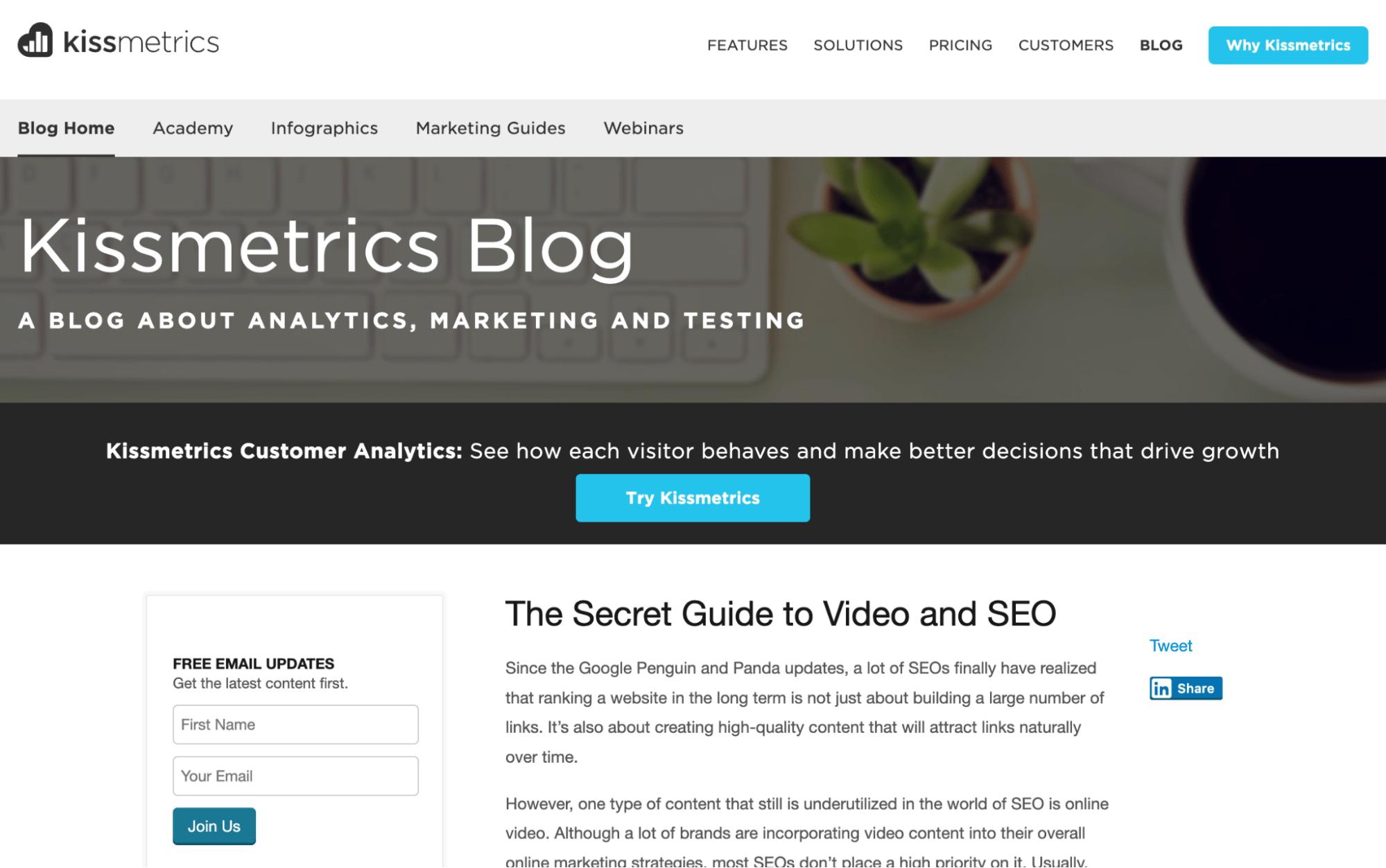 Example of the "push" strategy with guest posts