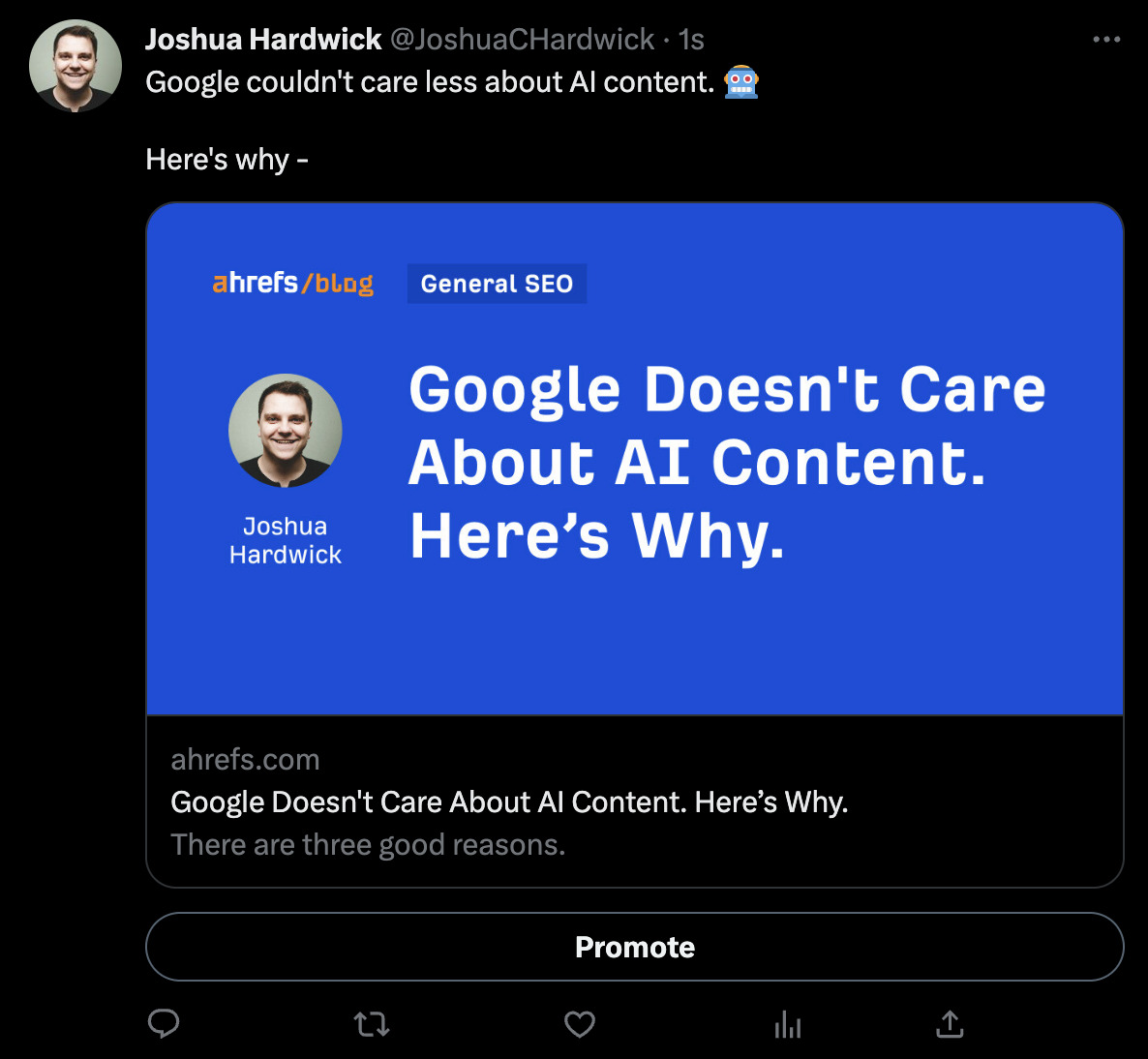 Use the promote button on Twitter to "pull" people to your content