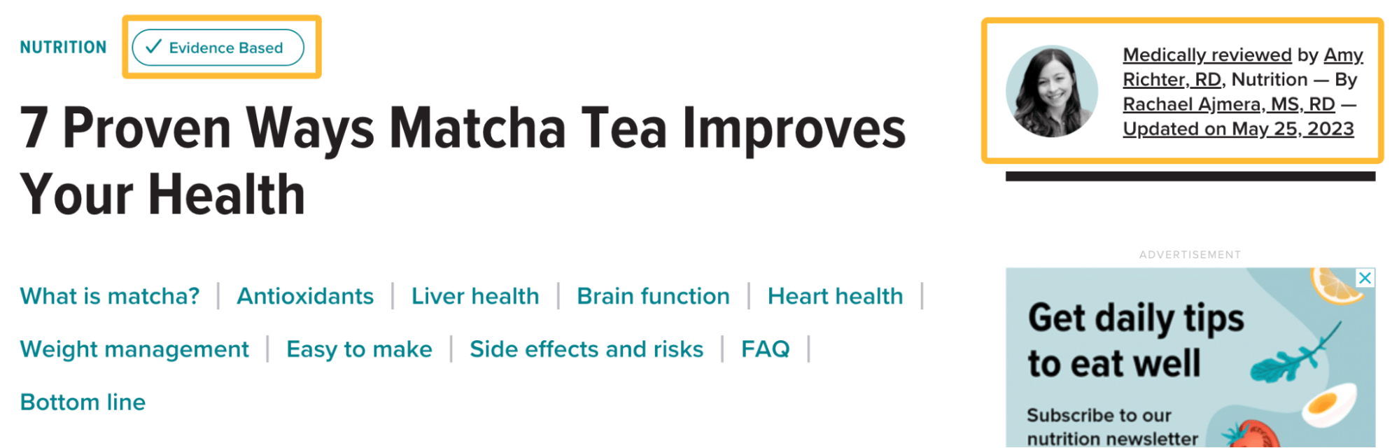 展示内容专业知识的示例