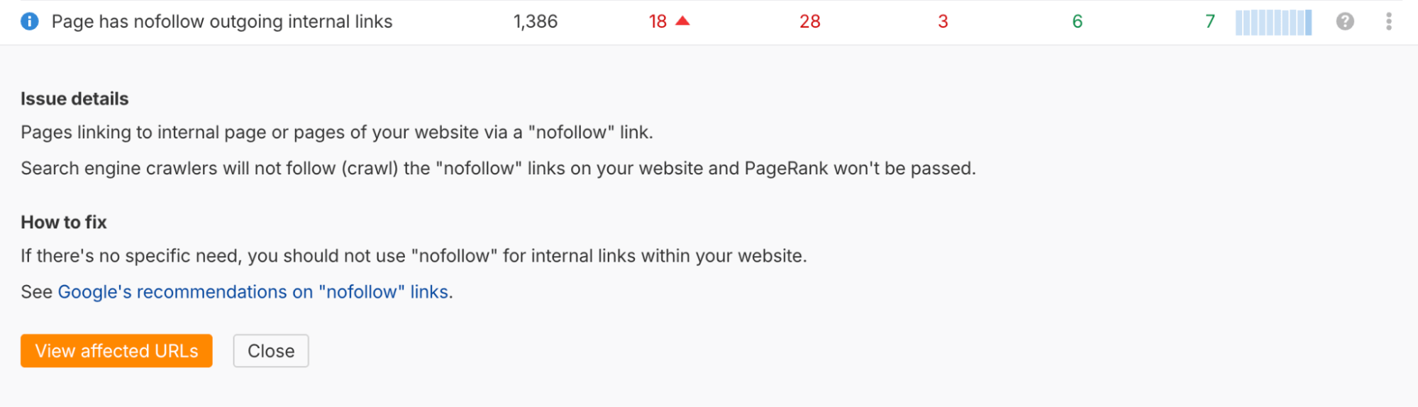 SEO issue in Ahrefs Site Audit 