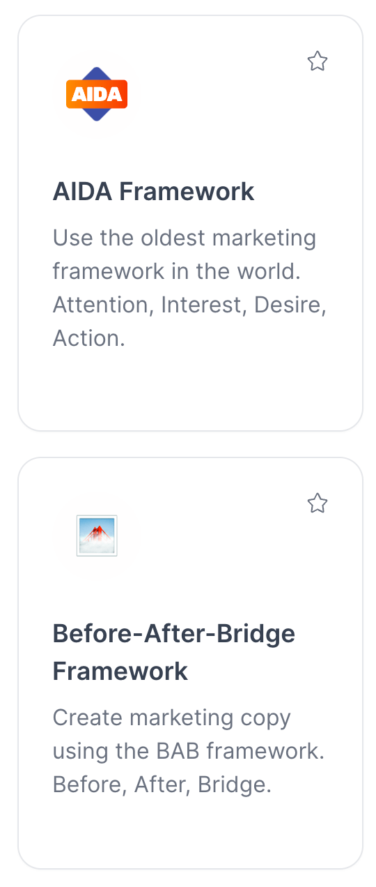 Jasper 的文案写作公式模板
