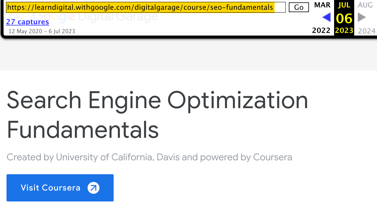 Google used to recommend the certification by UC Davis
