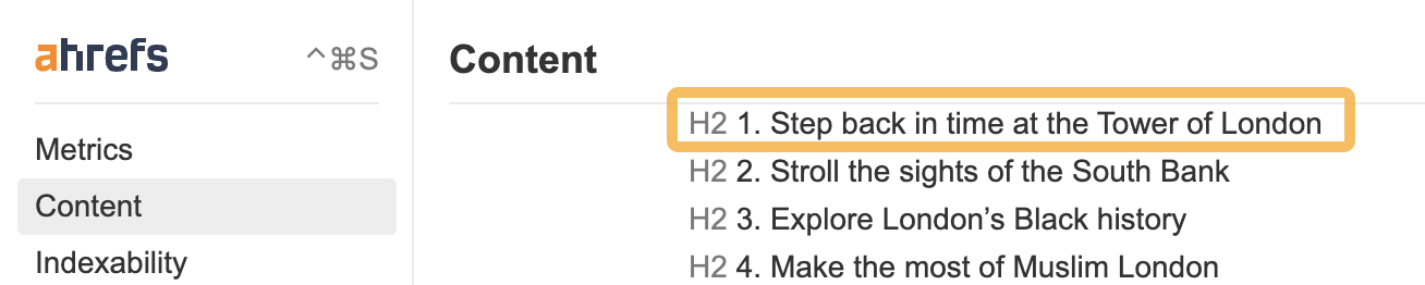通过 Ahrefs SEO 工具栏查看 Lonely Planet 内容
