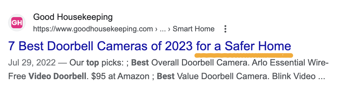 Example of a "benefit" in a title tag