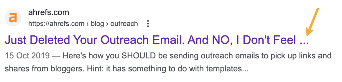 Example of a truncating title tag