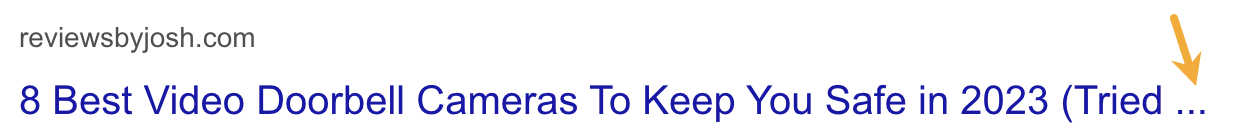 Example of title tag truncation in Google's search results