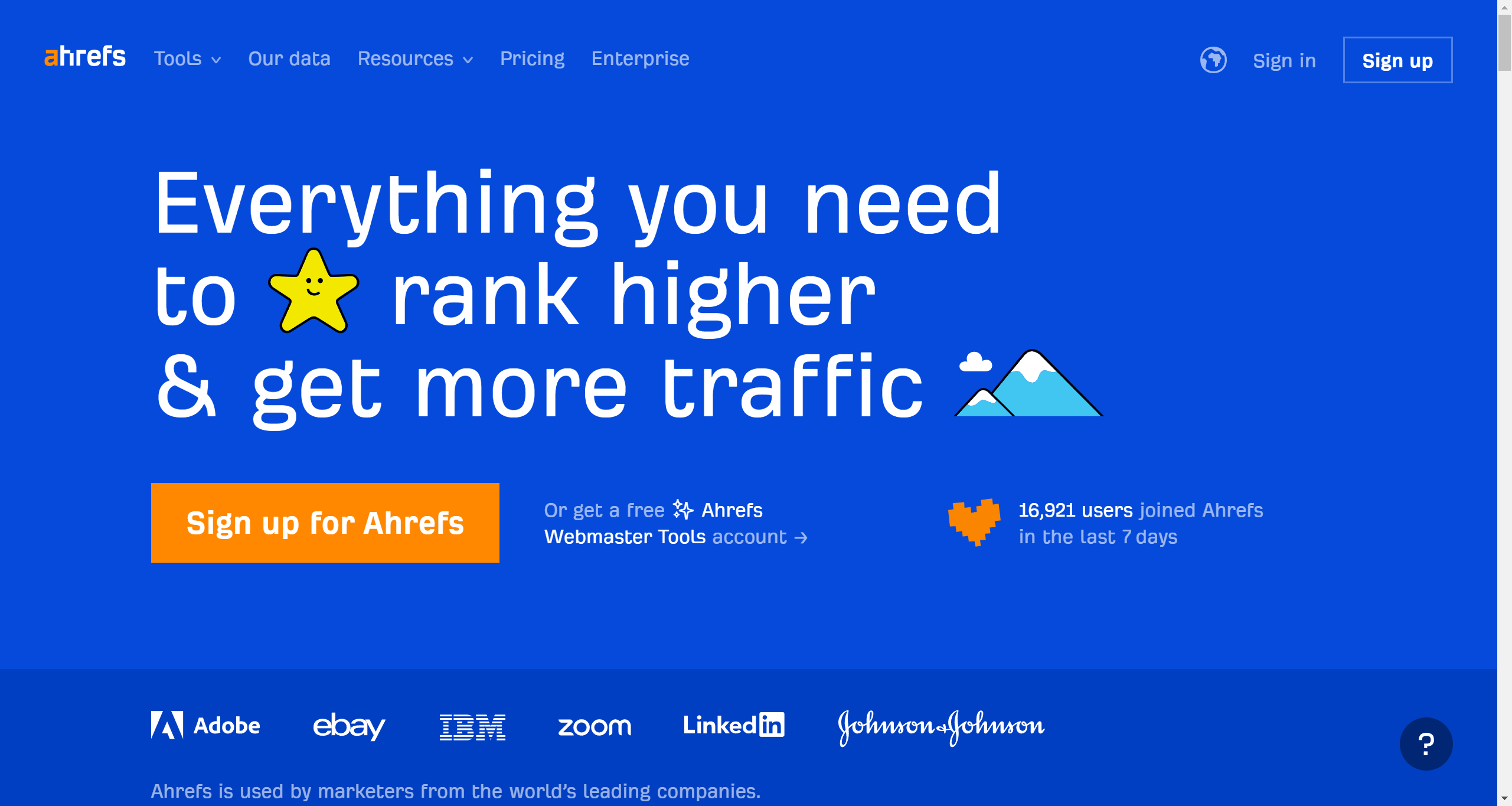 Ahrefs homepage screenshot