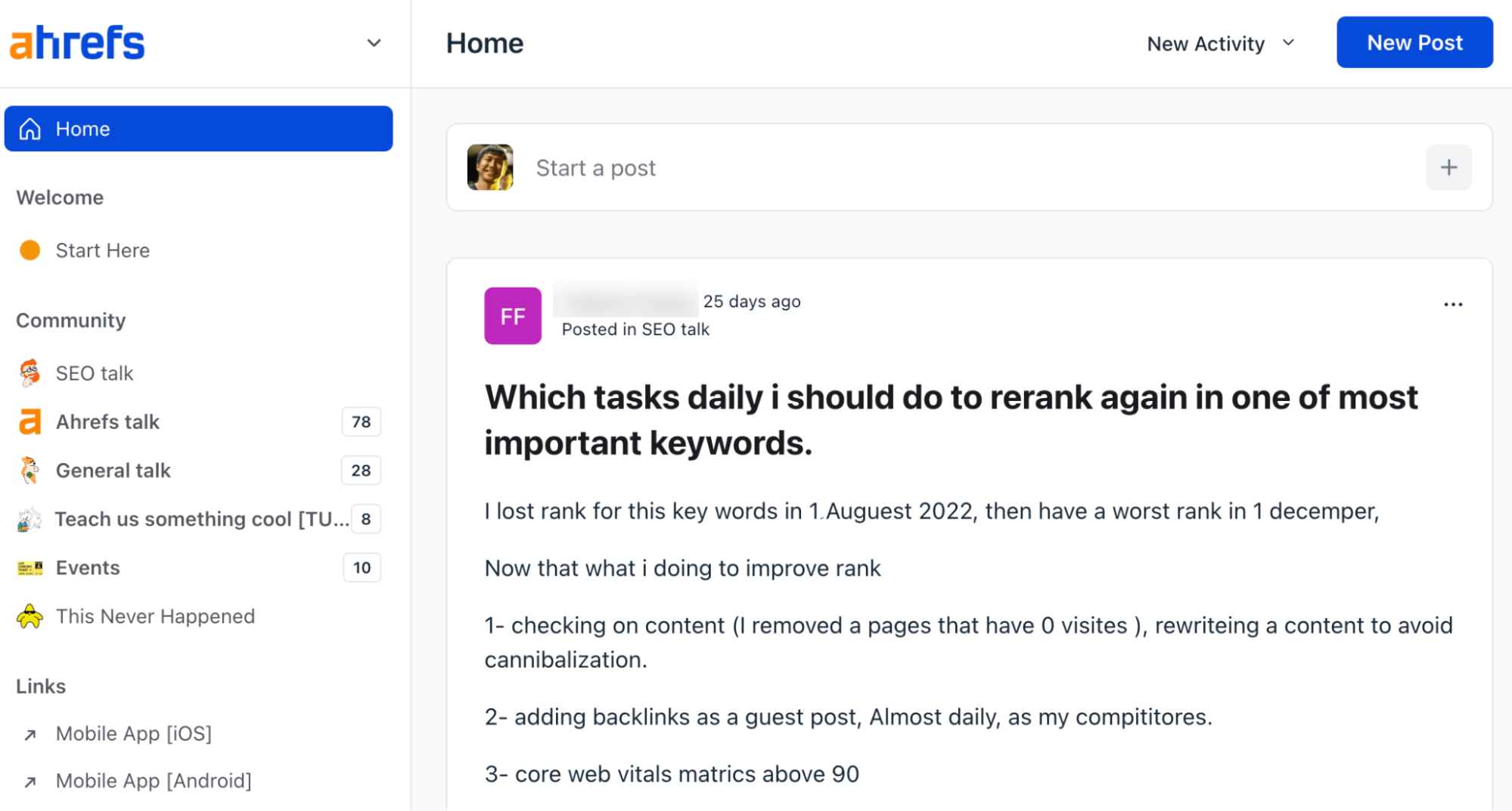 Ahrefs' customer-only community