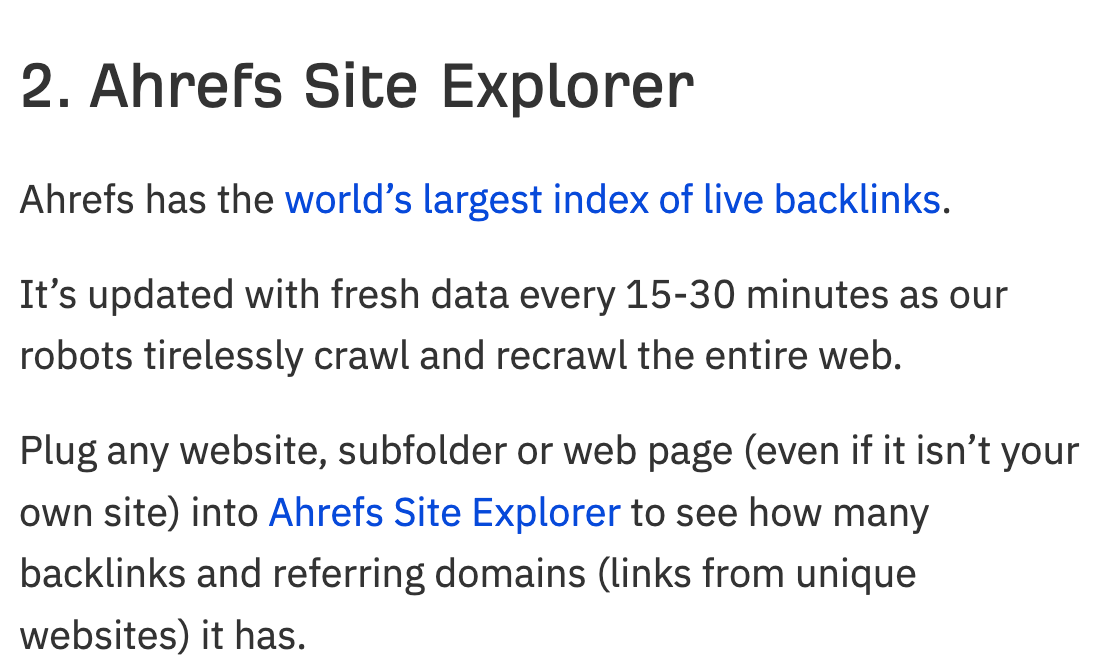 Site Explorer pitched in an Ahrefs blog post
