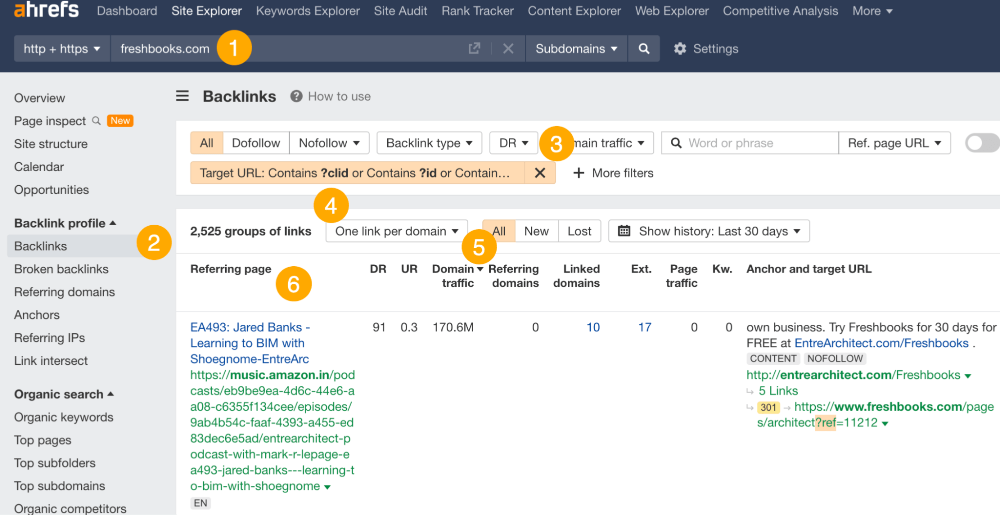 Finding affiliates who work for competitors with Ahrefs.