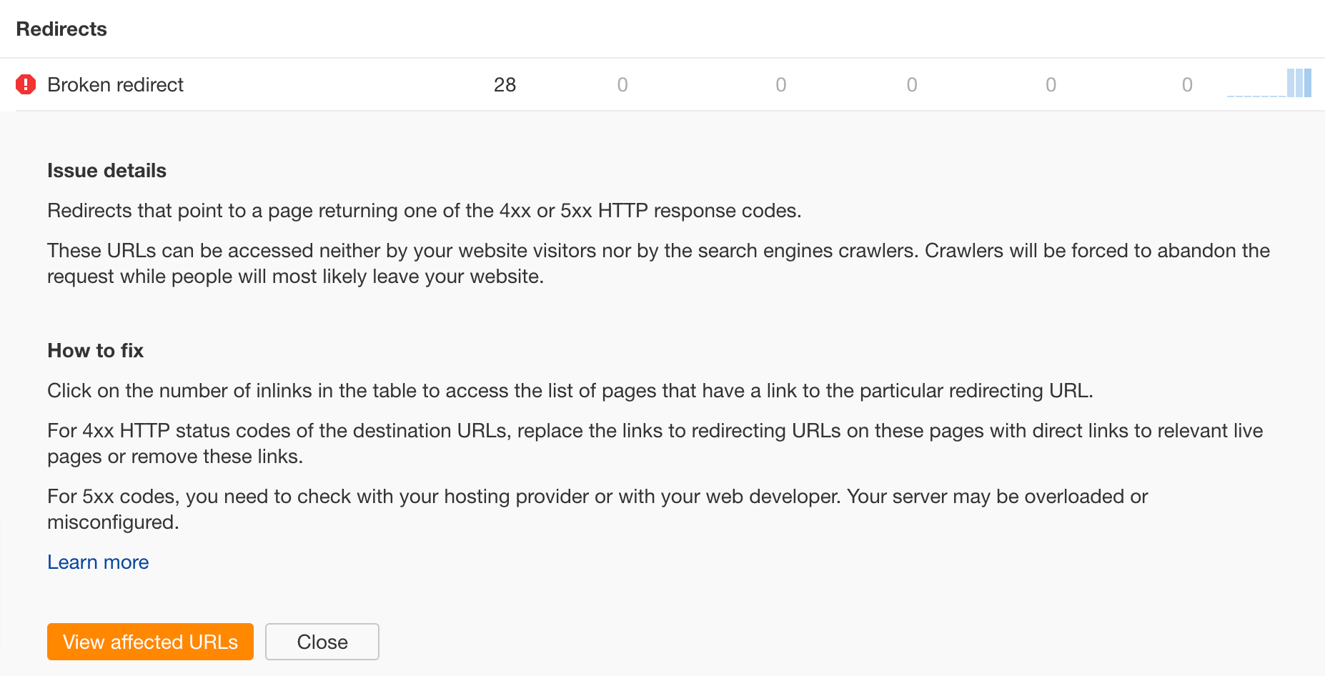 Sample technical issue from Ahrefs Site Audit