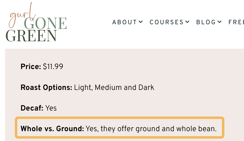 Excerpt from the top-ranking page