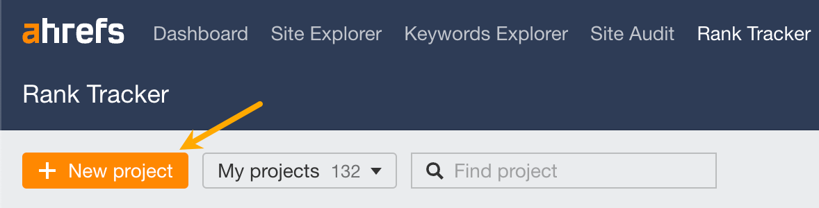 Create a new project in Ahrefs' Rank Tracker.