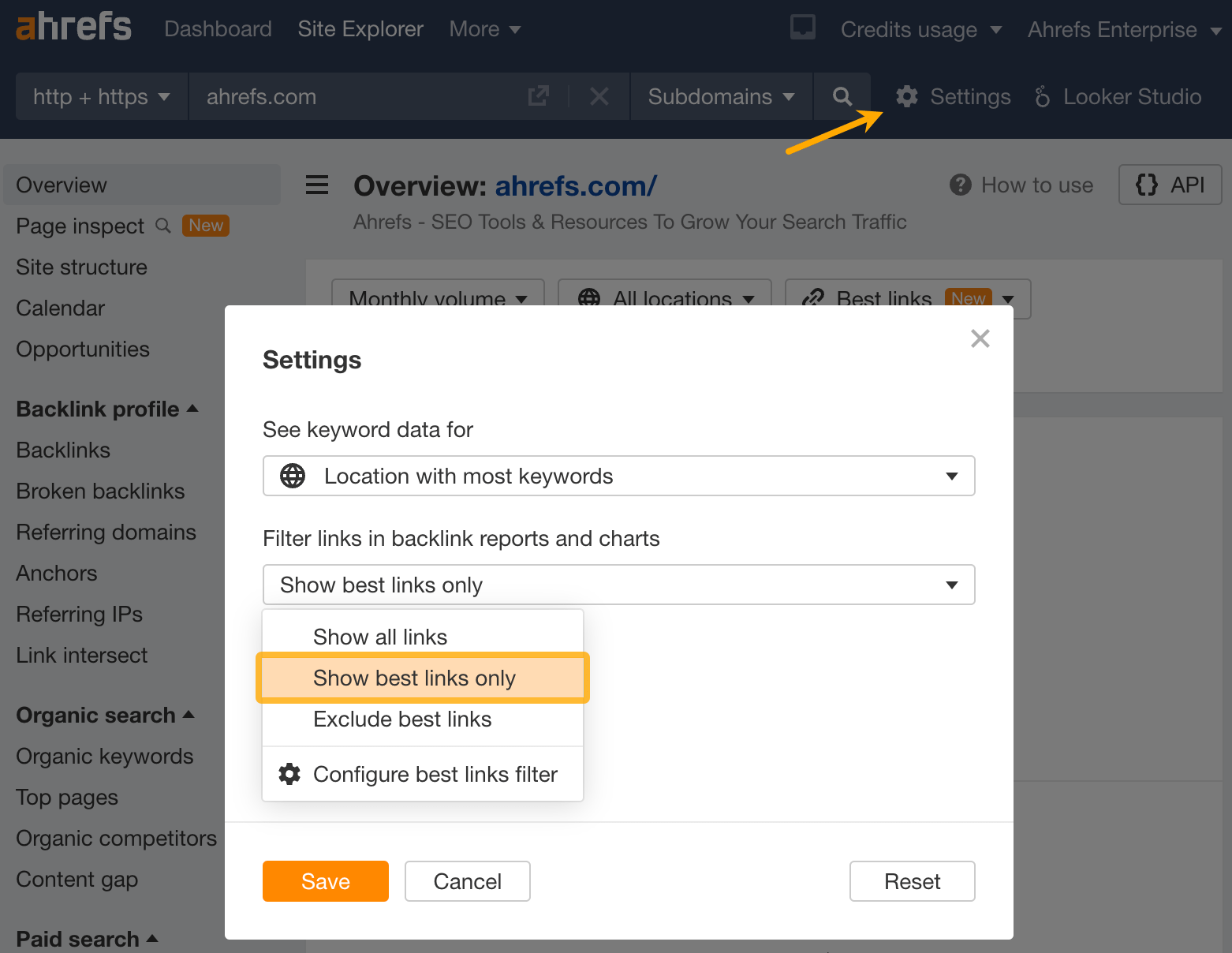 Turn on "Best links" by default