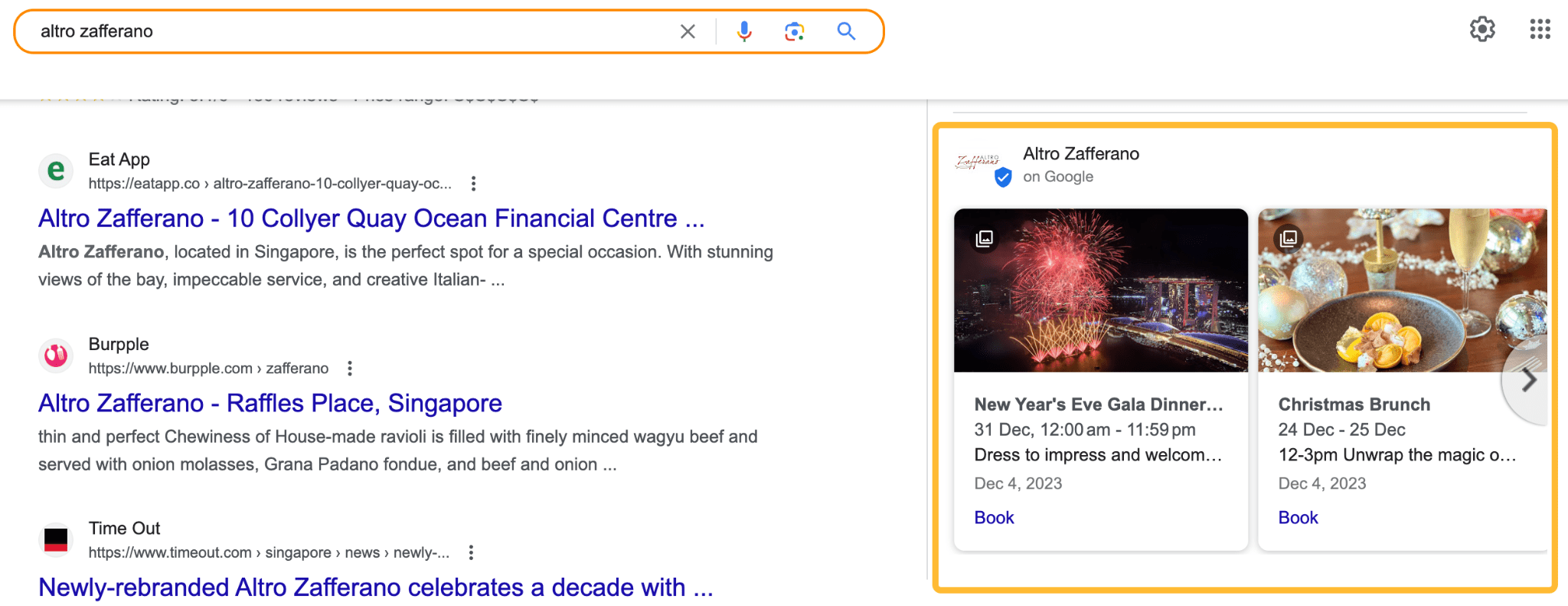 谷歌对 Altro Zafferano 的更新