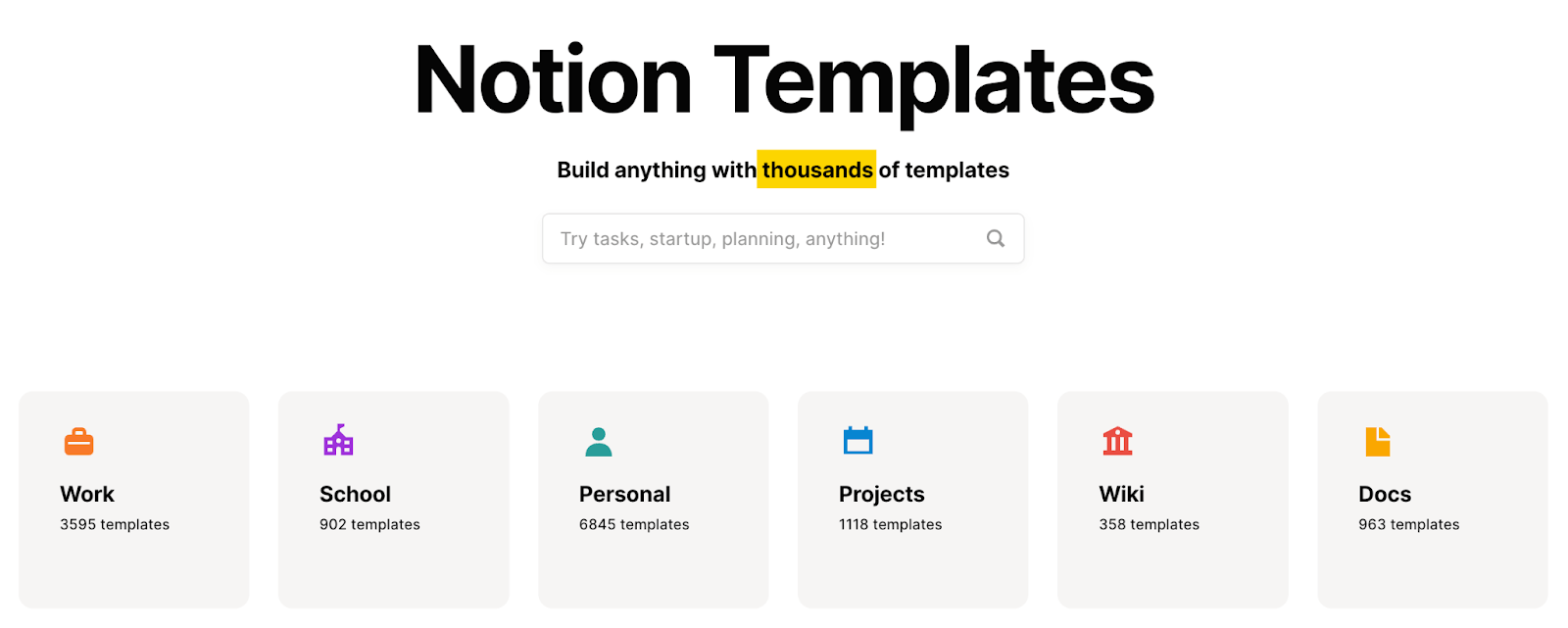 Example of programmatic SEO by Notion.