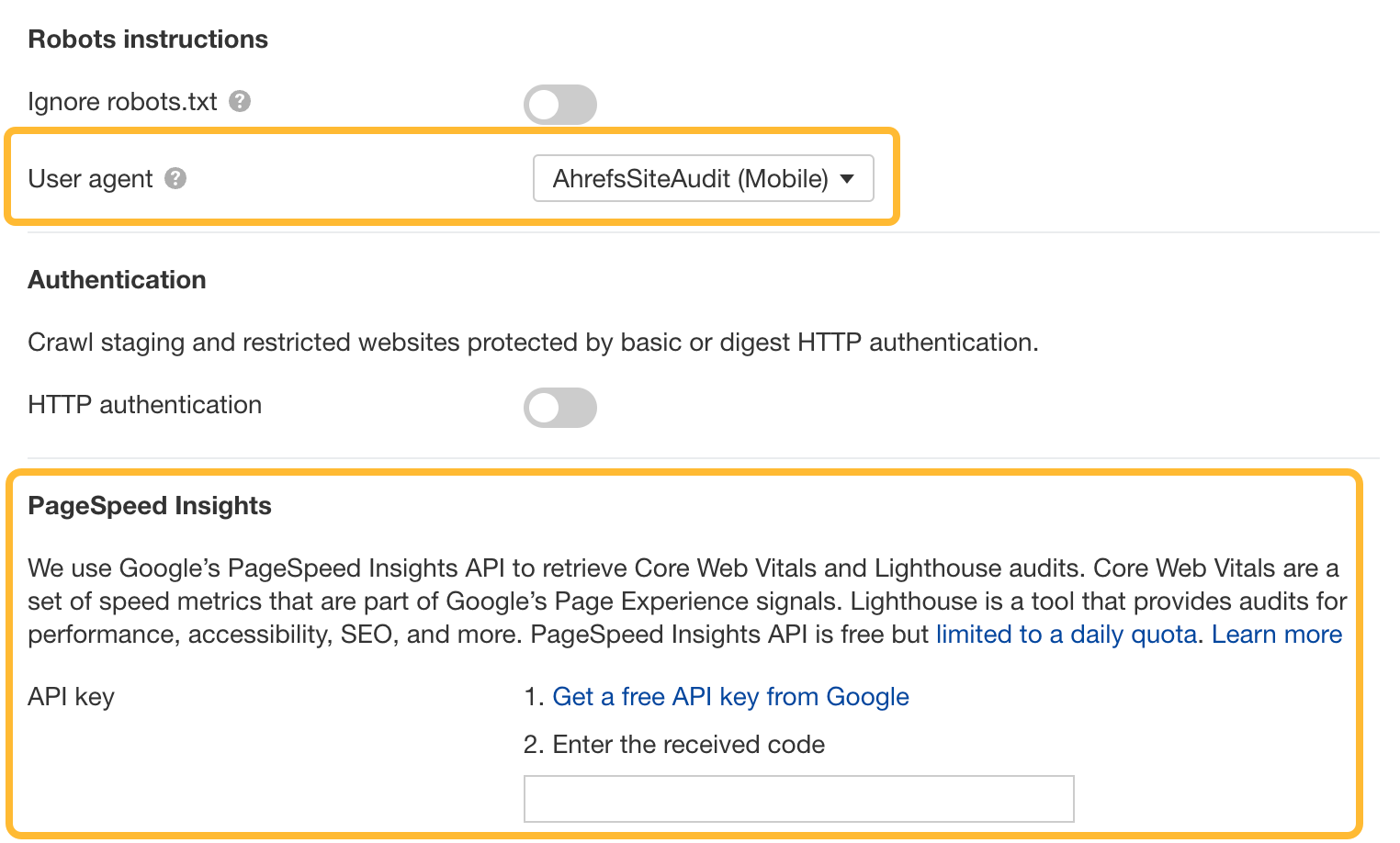 Enabling mobile usability issues in Site Audit